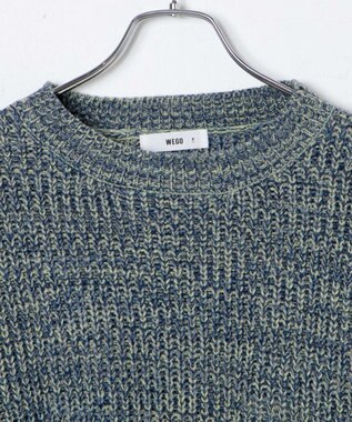 WEGO ミックスカーラーショートニット サックス