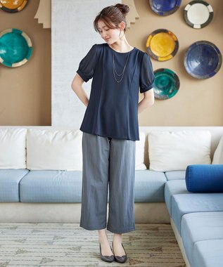 Tiaclasse 【サラごこち】ソフトペプラムカットソー ネイビー