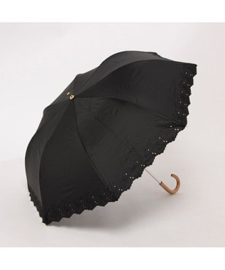 UNBILLION カシュネ cachenez / PUフラワーボーラー刺繍トップレス2段折りたたみ傘 ブラック