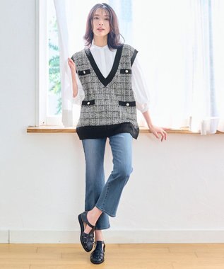 ANY 【洗濯機可/ストレッチ】デニムフレアパンツ ライトインディゴ