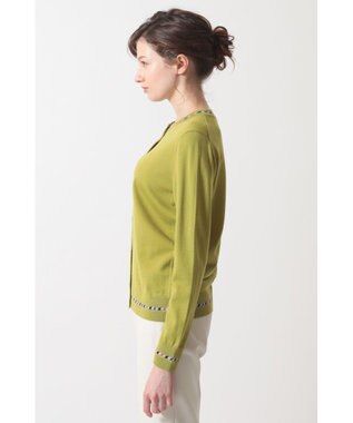 DAKS スーパーファインメリノウール チェックカーディガン グリーン