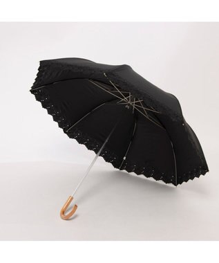 UNBILLION カシュネ cachenez / PUフラワーボーラー刺繍トップレス2段折りたたみ傘 ブラック