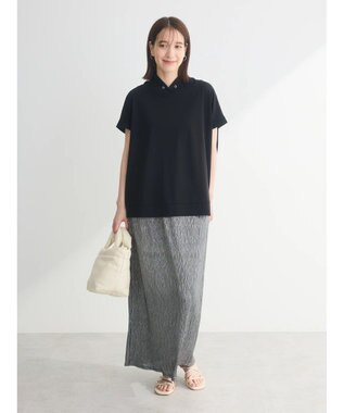 Green Parks フレンチスリーブ抜け襟カットプルオーバー Black