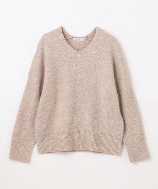 ANY シャイニースパンコールVネックニット ベージュ