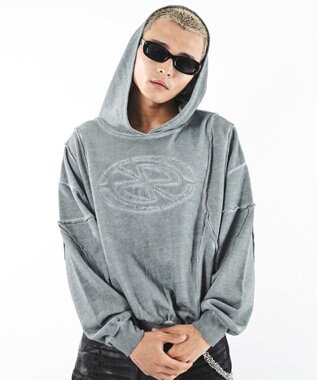 WEGO 【ユニセックス着用ITEM/MLサイズ展開】コールドダイスウィッチングプルパーカー グレー