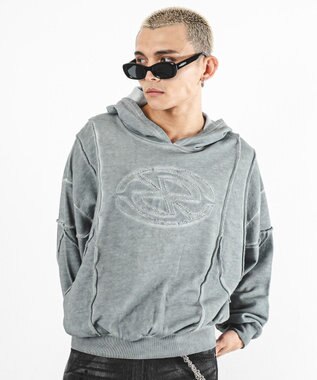 WEGO 【ユニセックス着用ITEM/MLサイズ展開】コールドダイスウィッチングプルパーカー グレー