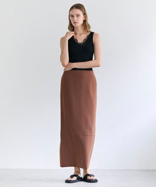 BEIGE， RUBY / レーストリム リブタンクトップ Black