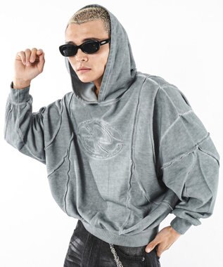 WEGO 【ユニセックス着用ITEM/MLサイズ展開】コールドダイスウィッチングプルパーカー グレー