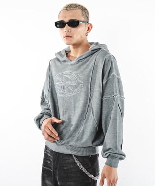 WEGO 【ユニセックス着用ITEM/MLサイズ展開】コールドダイスウィッチングプルパーカー グレー