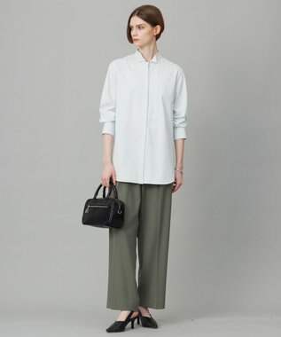 ICB L 【洗える】 ブラウスライクジャージー ロングカットソー クリアサックス系