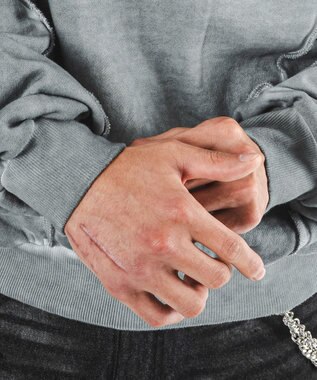 WEGO 【ユニセックス着用ITEM/MLサイズ展開】コールドダイスウィッチングプルパーカー グレー