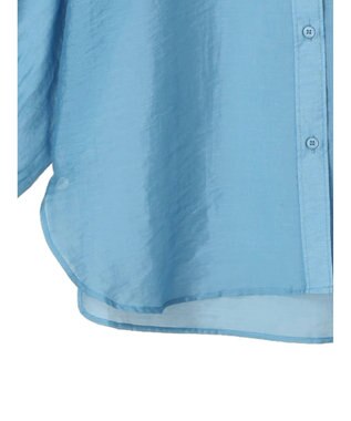 earth music&ecology シアーバンドカラーシャツ Blue