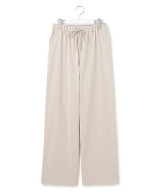 23区 L 【洗える】リネンレーヨンストレッチ ドロスト ワイド パンツ ベージュ系