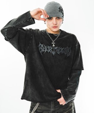 WEGO 【ユニセックス着用ITEM】ブリーチレイヤードグラフィックT（LS） ブラックその他
