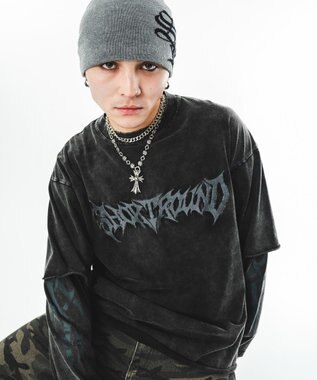 WEGO 【ユニセックス着用ITEM】ブリーチレイヤードグラフィックT（LS） ブラックその他