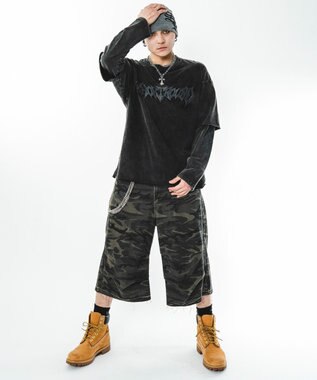 WEGO 【ユニセックス着用ITEM】ブリーチレイヤードグラフィックT（LS） ブラックその他