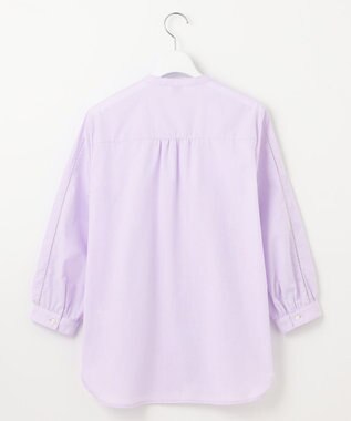 J.PRESS LADIES 【洗える】シャンブレー バンドカラー ピンタック ブラウス ラベンダー系