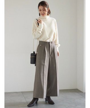 Te chichi ツイーディーワイドクロップトパンツ ブラウン