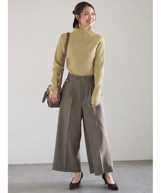 Te chichi ツイーディーワイドクロップトパンツ ブラウン