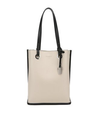 style code 【MERCURYDUO/マーキュリーデュオ】メタルアイレット　縦長トートバッグ 推し活ラージバッグ 縦長ショルダーバッグ アイボリー