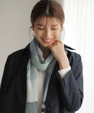 J.PRESS LADIES チェック ストール サックスブルー系3