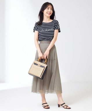 ANY SIS 【美人百花7月号掲載】プリーツチュールティアード スカート グレージュ