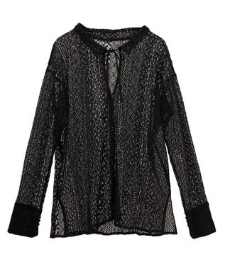 Green Parks ２ＷＡＹリボン付きレースシャツ Black