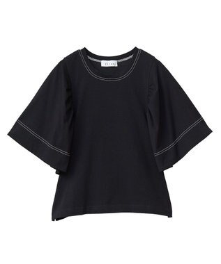 Green Parks ■ＥＳＣＡＲ　バイカラーｓｔフレアスリーブＴＥＥ Black