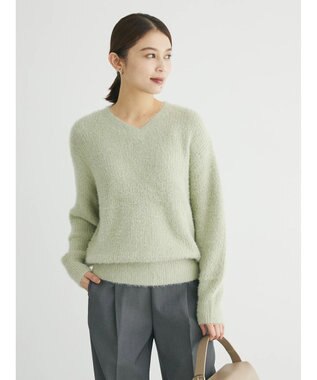 Green Parks フェザーＶネックニットプルオーバー Mint