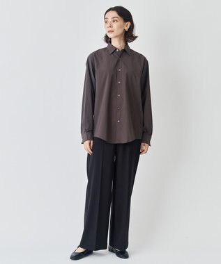 UNFILO MENS 【男女兼用】コンフォート レギュラーカラーシャツ [24年秋冬商品] ブラウン