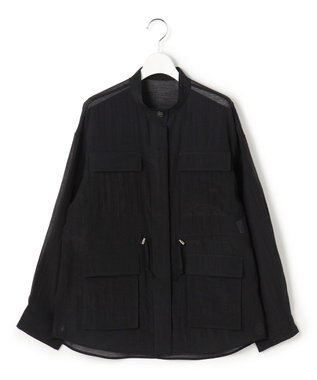 23区 【先行予約】リネンミックスシアースラブ ミリタリージャケット ブラック系