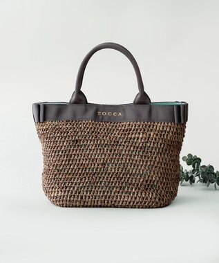 SIDE RIBBON RAFFIA TOTE かごバッグ, ベージュ系, F