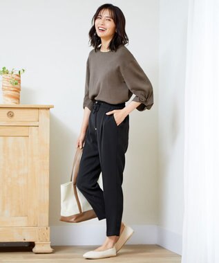 ANY 【ストレッチ/ウエストゴム】イージーケア美脚 パンツ ブラック