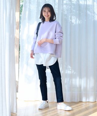 ANY L 【美脚見え/お腹周りスッキリ】スタイルアップスキニー ネイビー系