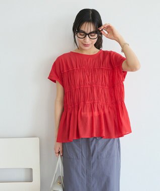 CRAFT STANDARD BOUTIQUE ヴィンテージボイルギャザーブラウス Red