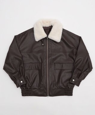 WEGO 2WAYファー襟PUジャケット ブラウン