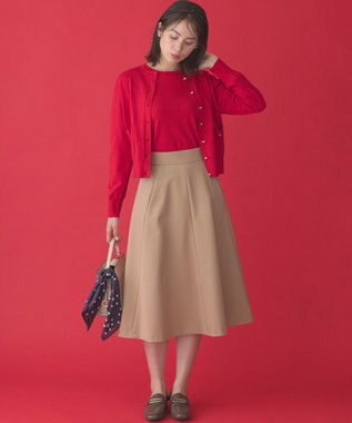 組曲 S ハートボタン ニットカーディガン バレンタインレッド系