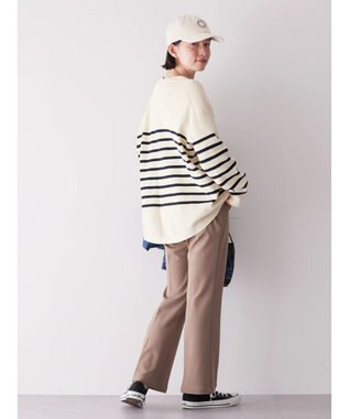 AMERICAN HOLIC Ｖネック片畦ニットプルオーバー Border