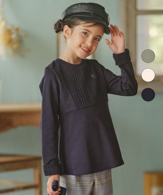 組曲 KIDS 【110-140cm】ホイップキルト トレーナー ネイビー系