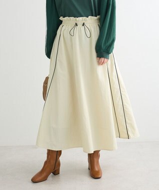 Green Parks ナイロンラインフレアスカート Ivory