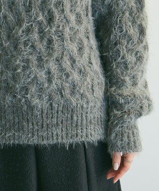 Green Parks armonia．シャギーケーブルニット Gray