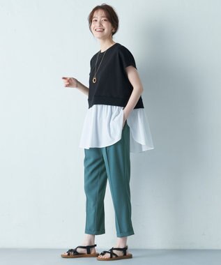 ANY L 裏毛レイヤード風トップス ブラック