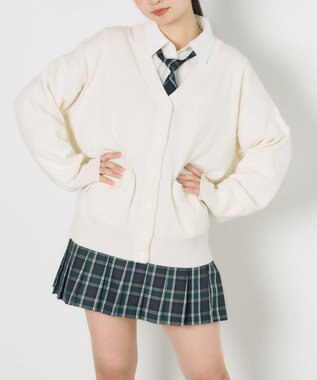 WEGO 【SCHOOL ITEM】ハイゲージスクールカーディガン オフホワイト