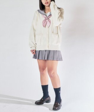 WEGO 【SCHOOL ITEM】ハイゲージスクールカーディガン オフホワイト