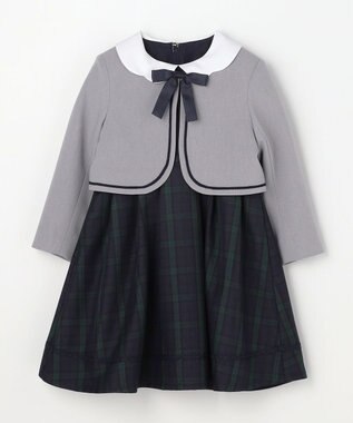 ANY KIDS 【2点セット】ノーカラー ボレロジャケット+襟付き ワンピース ブラックウォッチ