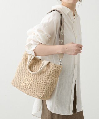 russet ナイロンラフィア2WAYトートバッグ(CE-1711) Ivory