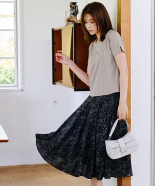 Tiaclasse 【UVカット・吸水速乾】 “きれい見え” パネルラインカットソートップス グレージュ