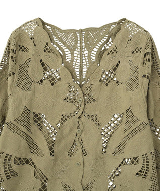 Green Parks レースカーディガン Khaki