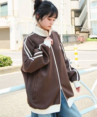 WEGO 【ユニセックスITEM/MLサイズ展開】ラグランライントラックジャケット ブラウン