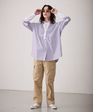 J.PRESS YORK STREET 【WOMEN】クレリックバンドドレス シャツ ブルー系1